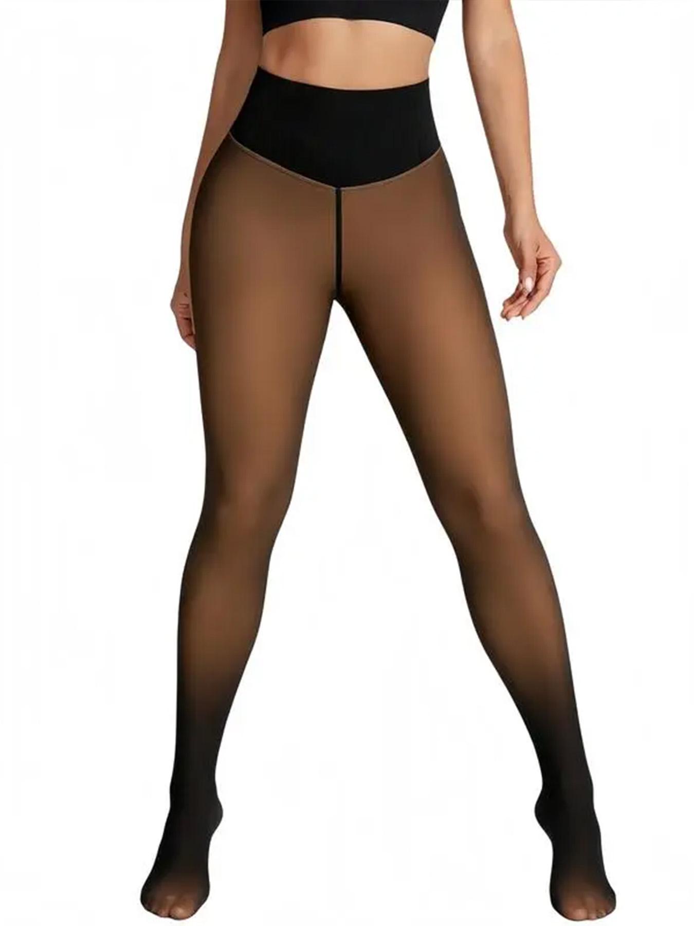 Women's Fall Winter Fleece Lined Warm Transparent Tight Pants Stockings, High Waisted Butt Lift, Slim Fit, Sporty Style Women Pantyhose