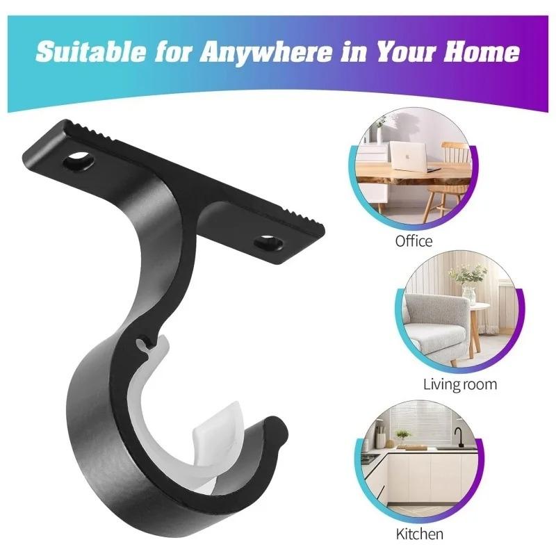 2pcs curtain rod hook brackets, can support wall-mounted shower curtains, used for hanging curtains, clothes rods, and shower rods