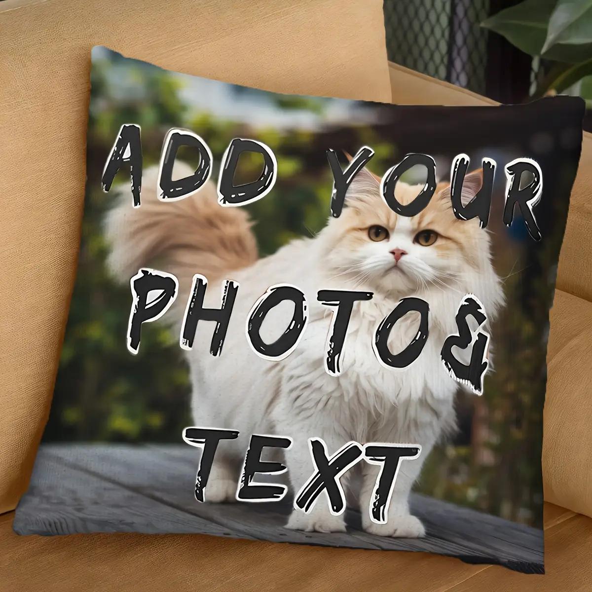 1pc Customized Double-Sided Pillowcase | Soft Square Cushion with Zipper Closure, Machine Washable, Upload Your Own Photo Text, Ideal for Home Decor, Gifts, Birthdays, Anniversaries, Sizes 14x14, 16x16, 18x18, 20x20 Inch