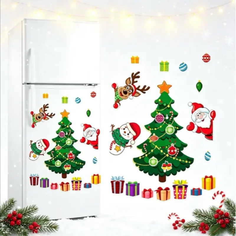 1set Christmas Refrigerator Magnets,Christmas Tree Magnets for Fridge Stickers Decoration, Adorable Xmas Stickers for Kids Toddlers, DIY Fridge Santa Reindeer Snowman for Fridge Garage Kitchen Metal Door Christmas Decoration 2025