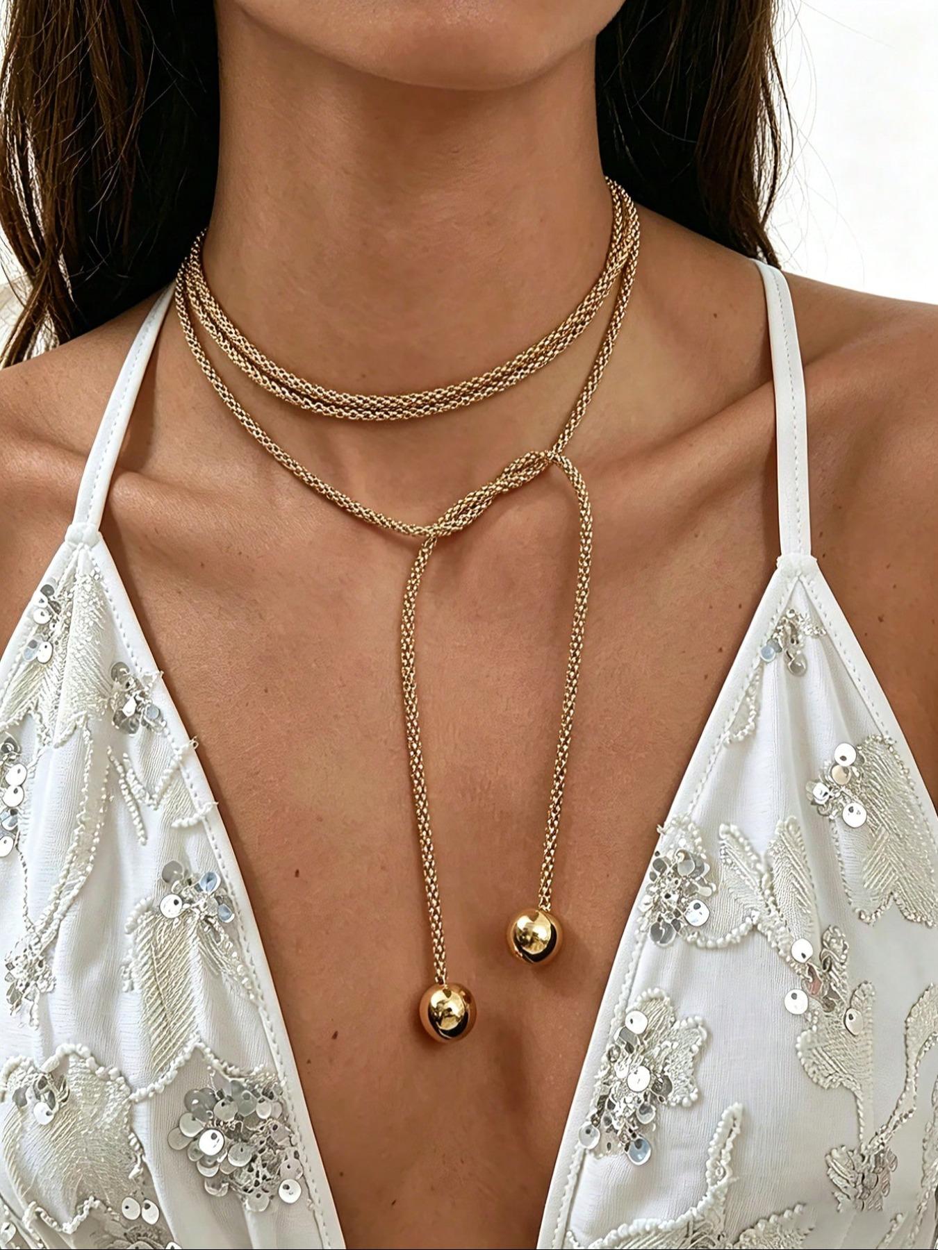 Elegant Multi-Layer Beaded Necklace for Women, Long Strand Layered Pendant Beaded Chains, Perfect for Daily Wear and Parties, Bead Necklaces