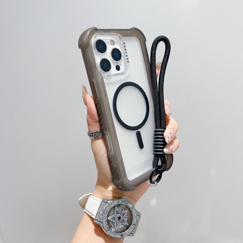 One new transparent matte iridescent case for MagSafe phone of Apple 17 Pro Max. Also suitable for 16 Pro hanging strap. Comes with 4 corner thickening for shock protection for 16/15 Pro Max/13 Pro. Comes with a protective case.