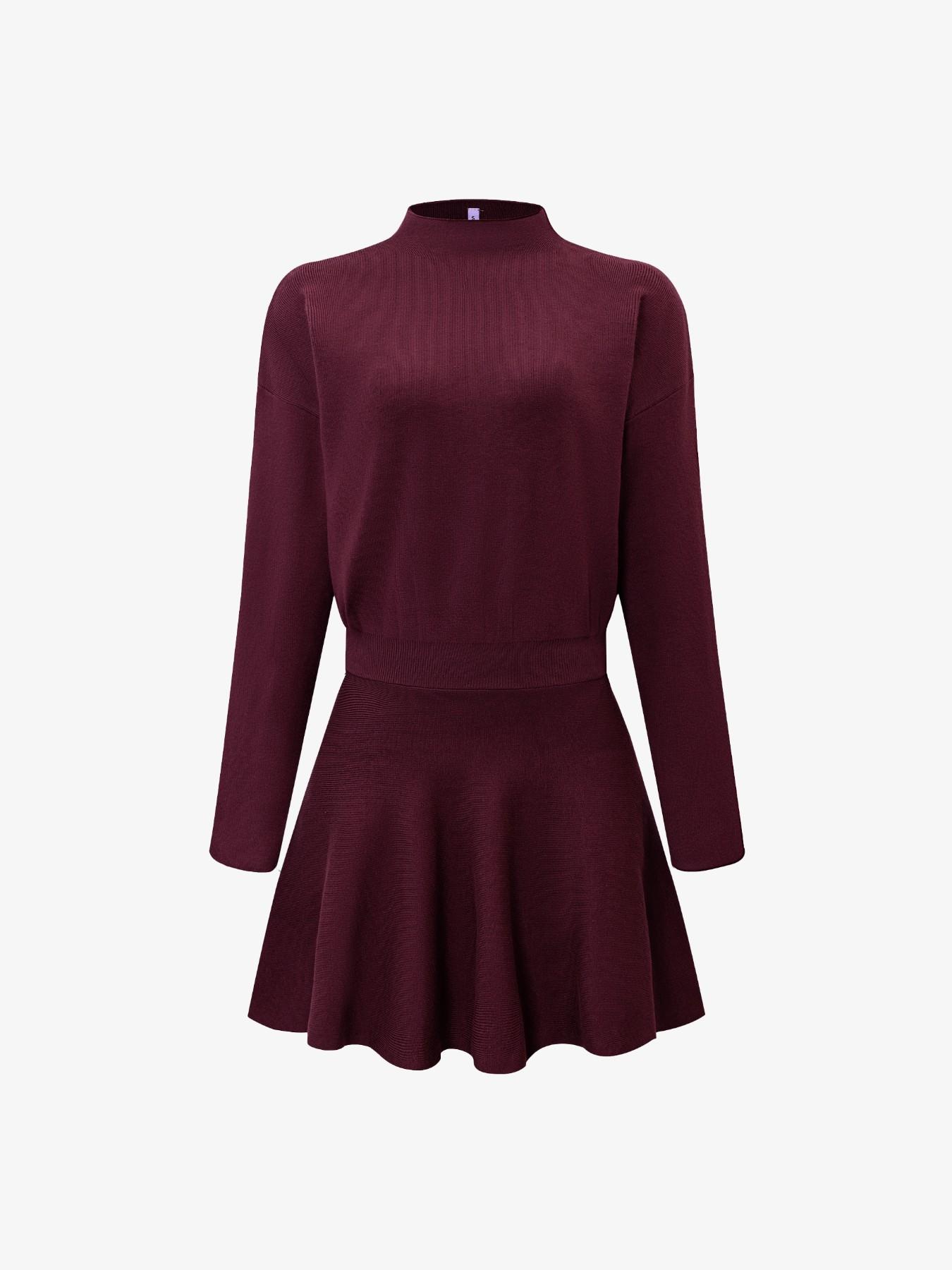 Women's Casual Mock Neck Sweater Dress, Fall/Winter Long Sleeve Solid Relaxed Fit Knit Dress