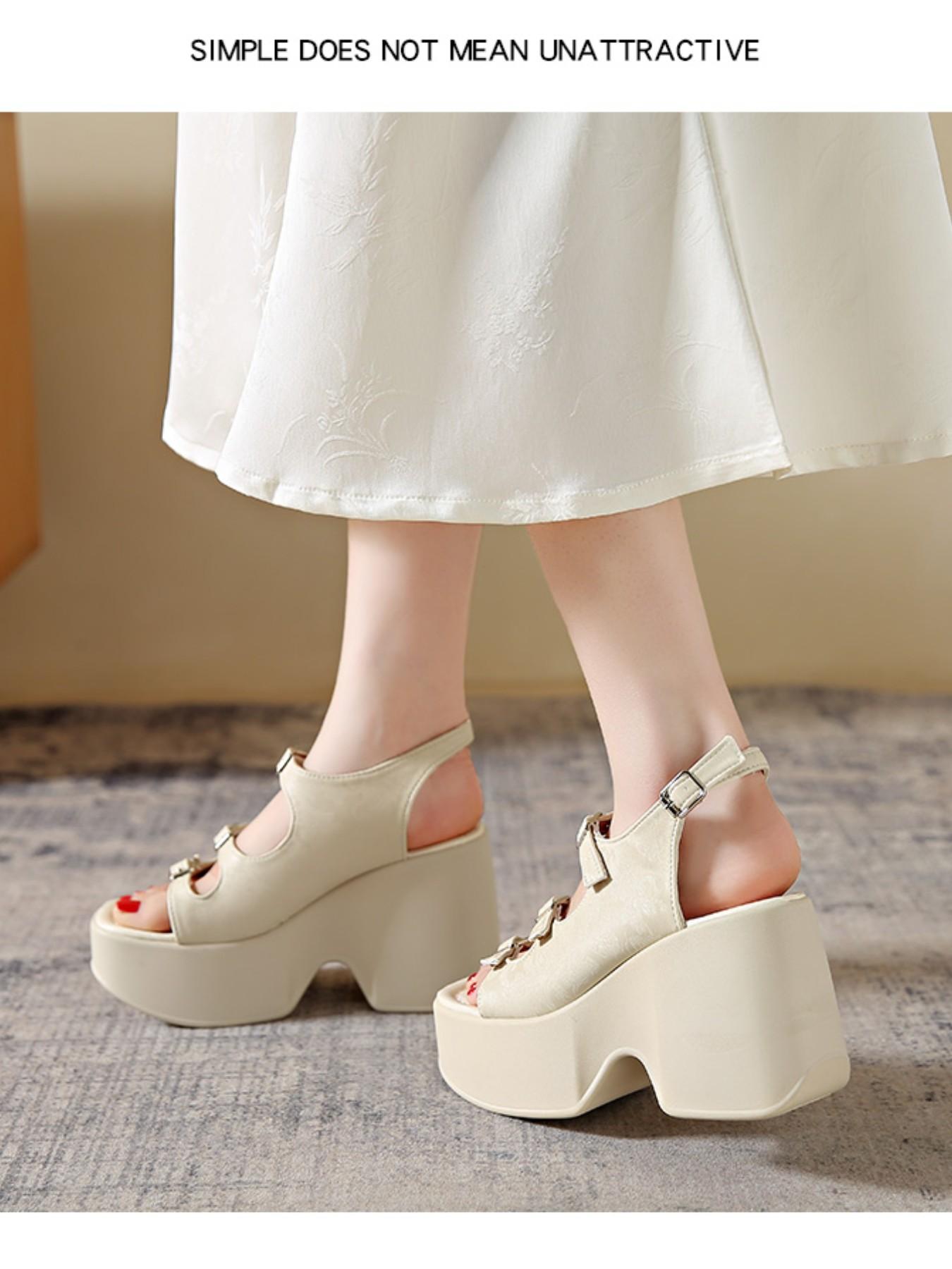 New Traditional Chinese Style Embroidered Shoe Face, Vintage Three Buckle Design, Ultra High Waterproof Thick Sole, Multiple Colors Available