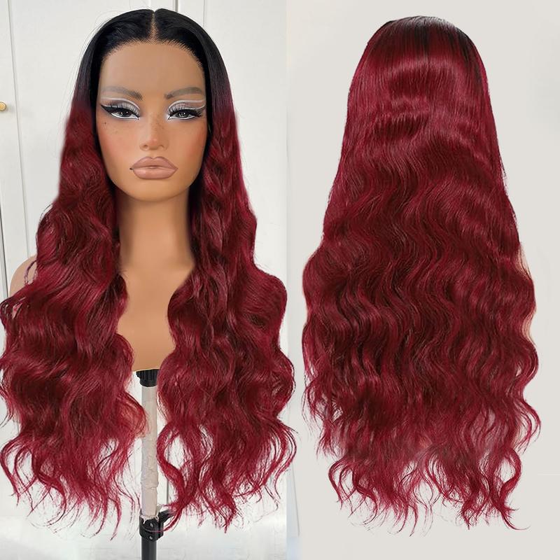 Bling Hair 1B/99J Burgundy Wear and Go Glueless Wig 180% Density Pre Cut HD Transparent Lace 5X5 Lace Wigs Body Wave Human Hair Wig For Women