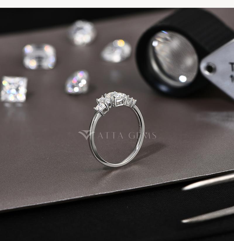 5*4mm Synthetic Moissanite Ring Simple Daily Wear Birthday Present Fine Jewelry R167