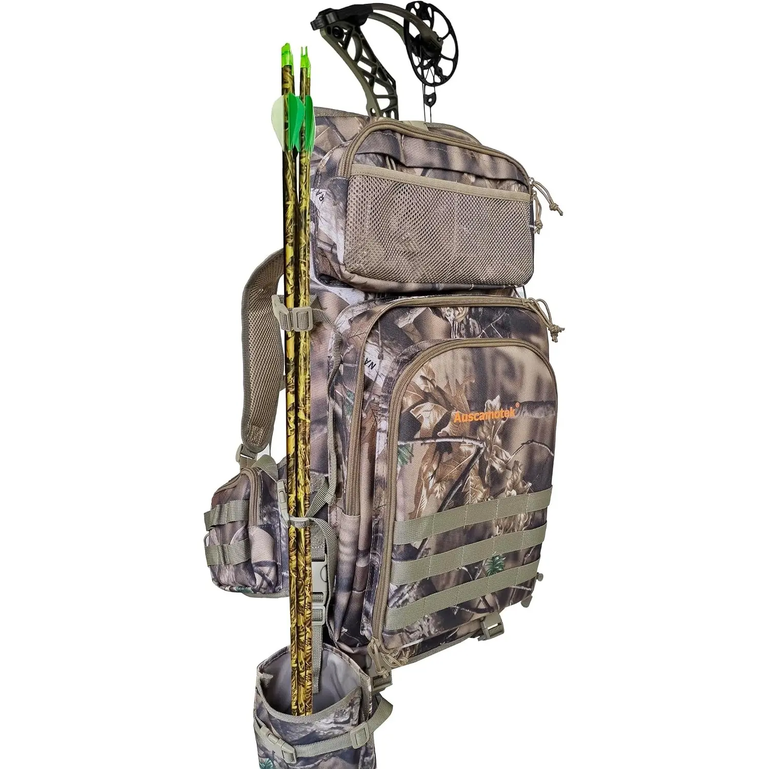 Hunting Backpack for Archery – Compound Bow & Arrow Pack with Quiver Holder, Multi-Pocket Storage, Gear Bag for Bowhunters - Deer Blind Camo