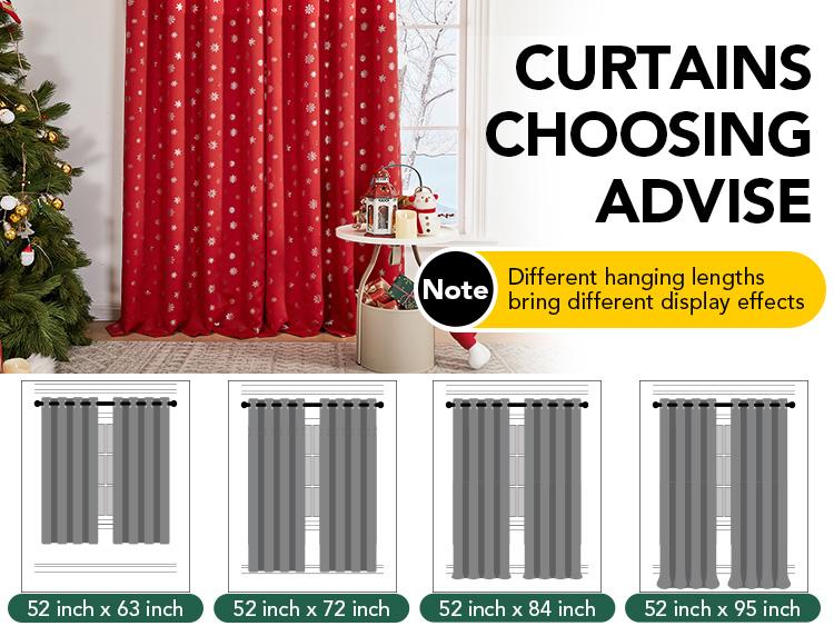 Deconovo Christmas Themed Blackout Curtain Set (2 Panels, Red Snowflake Pattern) – Thermal Insulated Holiday Drapes for Bedroom & Living Room Decor