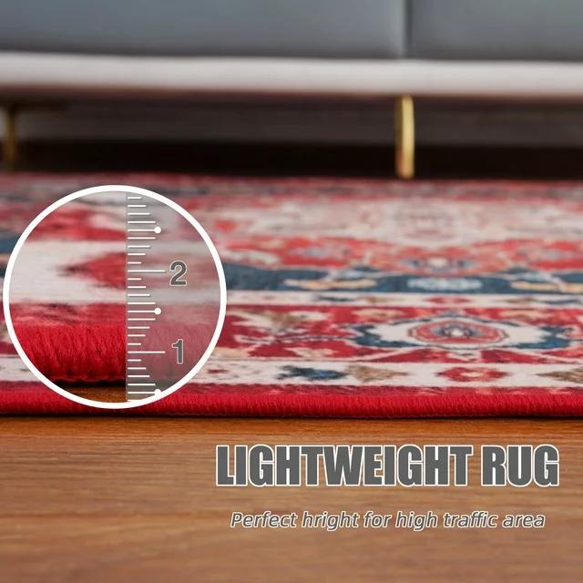 Lochas Boho Area Rug Vintage Tribal Carpet Anti-Slip Rug Washable Persian Carpet for Living Room Bedroom