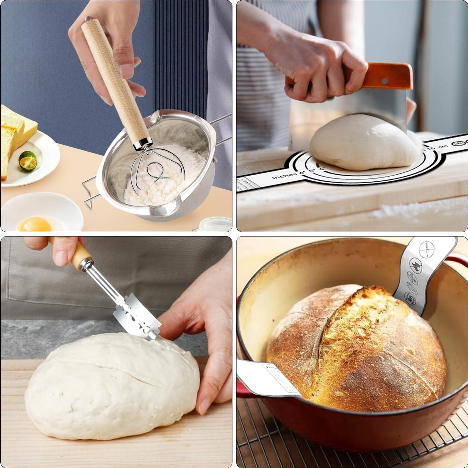 26Pcs Sourdough Starter Kit – Banneton Bread Proofing Basket Set with Silicone Sling – Complete Artisan Bread Baking Supplies for Home Bakers (Round & Oval)