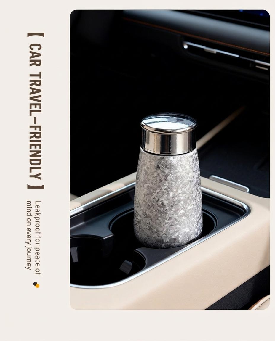 Pure Titanium Pocket Cup, High Aesthetic Mini Insulated Cup, Ice Crystal Titanium Water Bottle, Women's Flower Tea Cup, Portable and Stylish