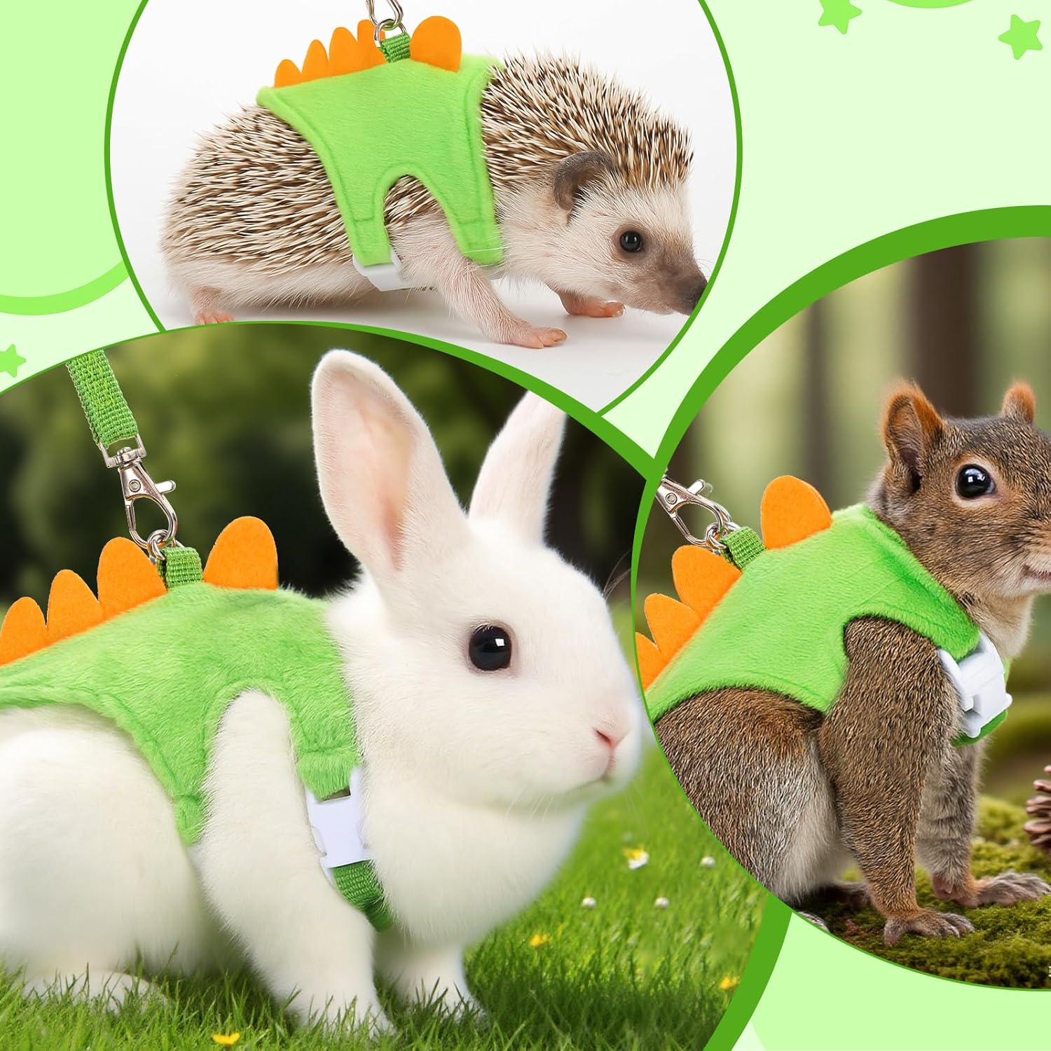 Escape-Proof Ferret Harness and Leash Set - Adjustable Vest with Dinosaur Bell & Soft Leash. Secure, Comfortable Walking Gear for Pet Ferrets, Safe for Outdoor Adventures