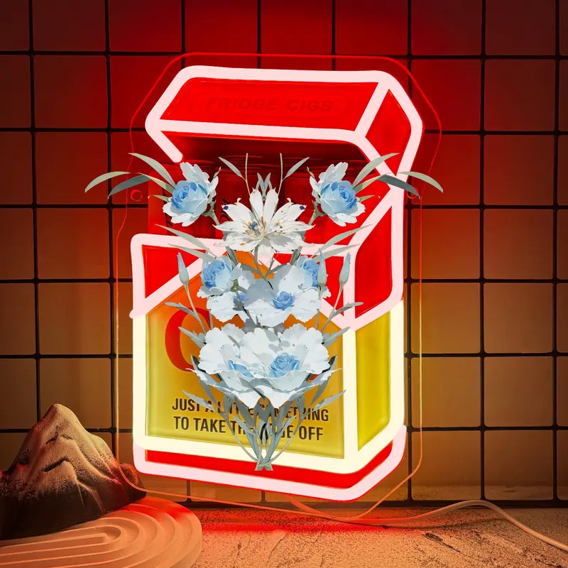 Fridge Cigs Neon Sign, Dimmable Drink-Themed Decorative Atmosphere Lighting for Bar, Man Cave, Shop or Bedroom Decor, Gift for Christmas and Birthdays #GLOBAL PICKS