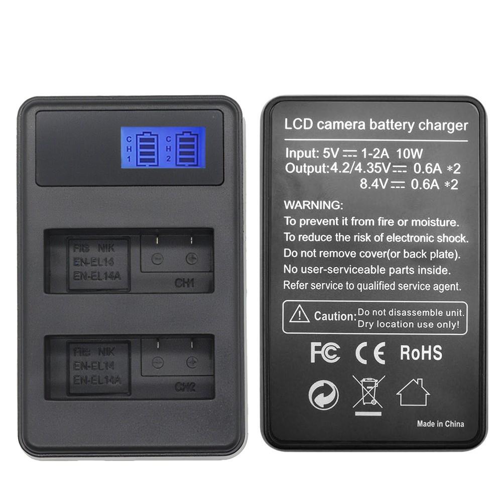 1Pcs EN-EL14 Dual Slot Camera Battery Charger, LCD Display, Suitable for Nikon MH-24 Charger, P7000, P7100, P7700, P7800, D3100, D3200, D3300 DSLR Camera Battery Charger (batteries not included in the product) 1Pcs EN-EL14 Dual Slot Camera Battery Charger, LCD Display, Suitable for Nikon MH-24 Charger, P7000, P7100, P7700, P7800, D3100, D3200, D3300 DSLR Camera Battery Charger (batteries not included in the product)
