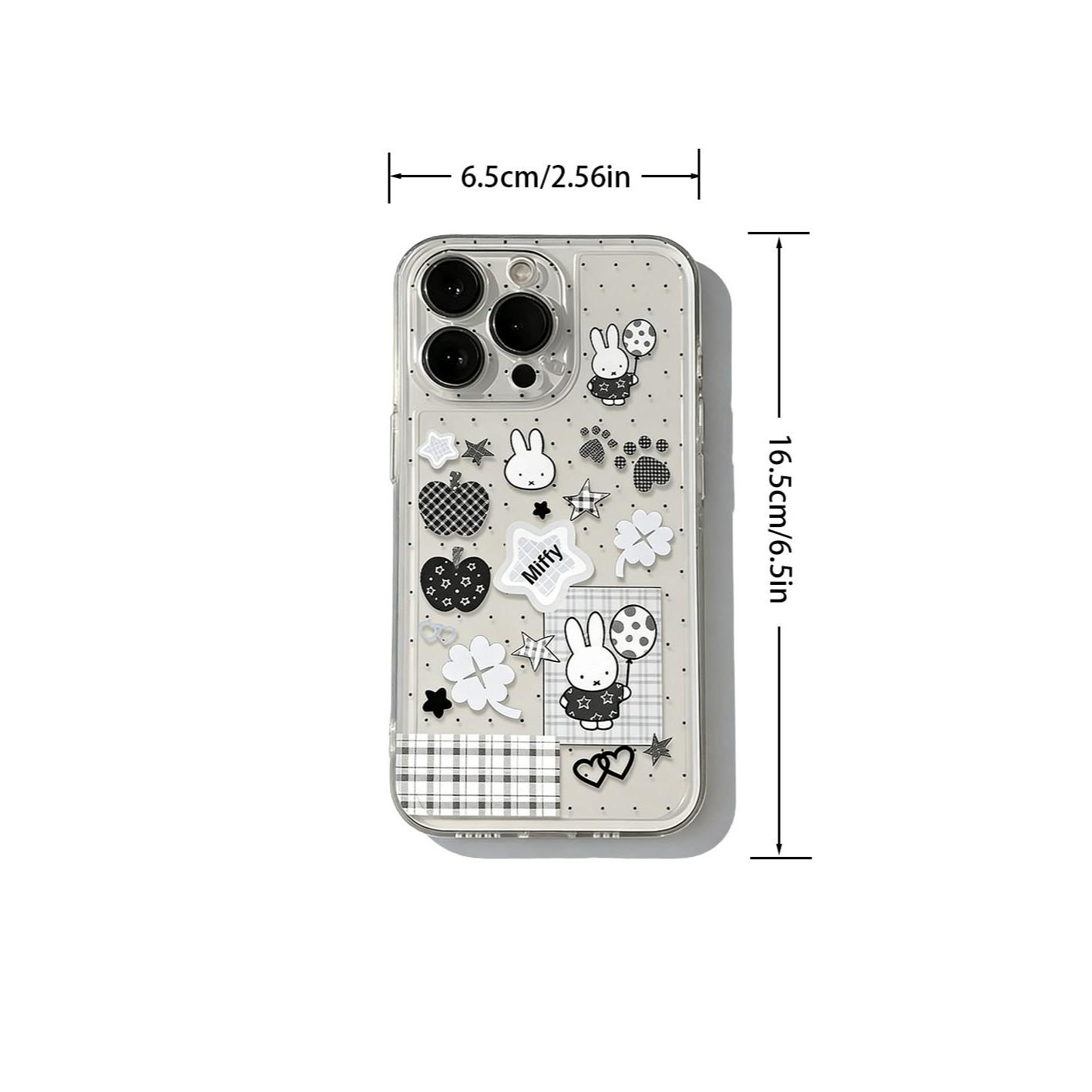 Cartoon Rabbit Phone Case, Polka Dot Transparent Anti-Drop, Compatible with iPhone 17/17 Pro Max, Trendy Style