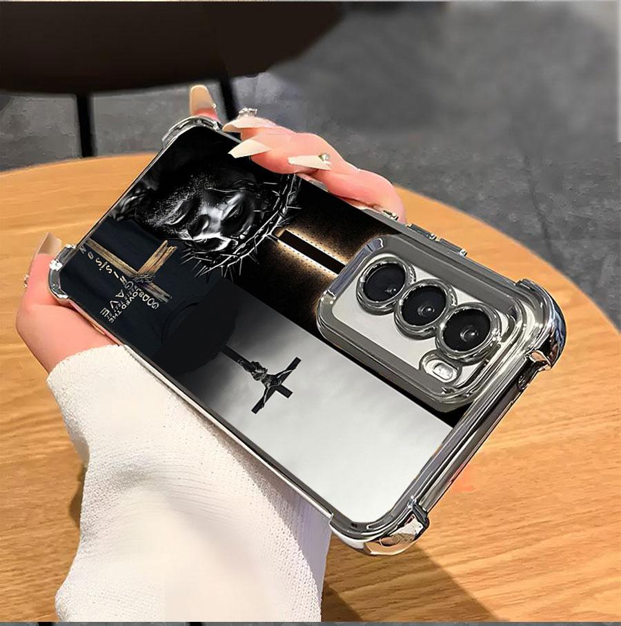 Jesus Clear Protective Four Comers Air Cushion Anti-drop CellPhone Case Clear BracketPhone Case For SAMSUNG GALAXY S22 S23 S24 FE ULTRA PLUS Four Corners Cases #SMYS8