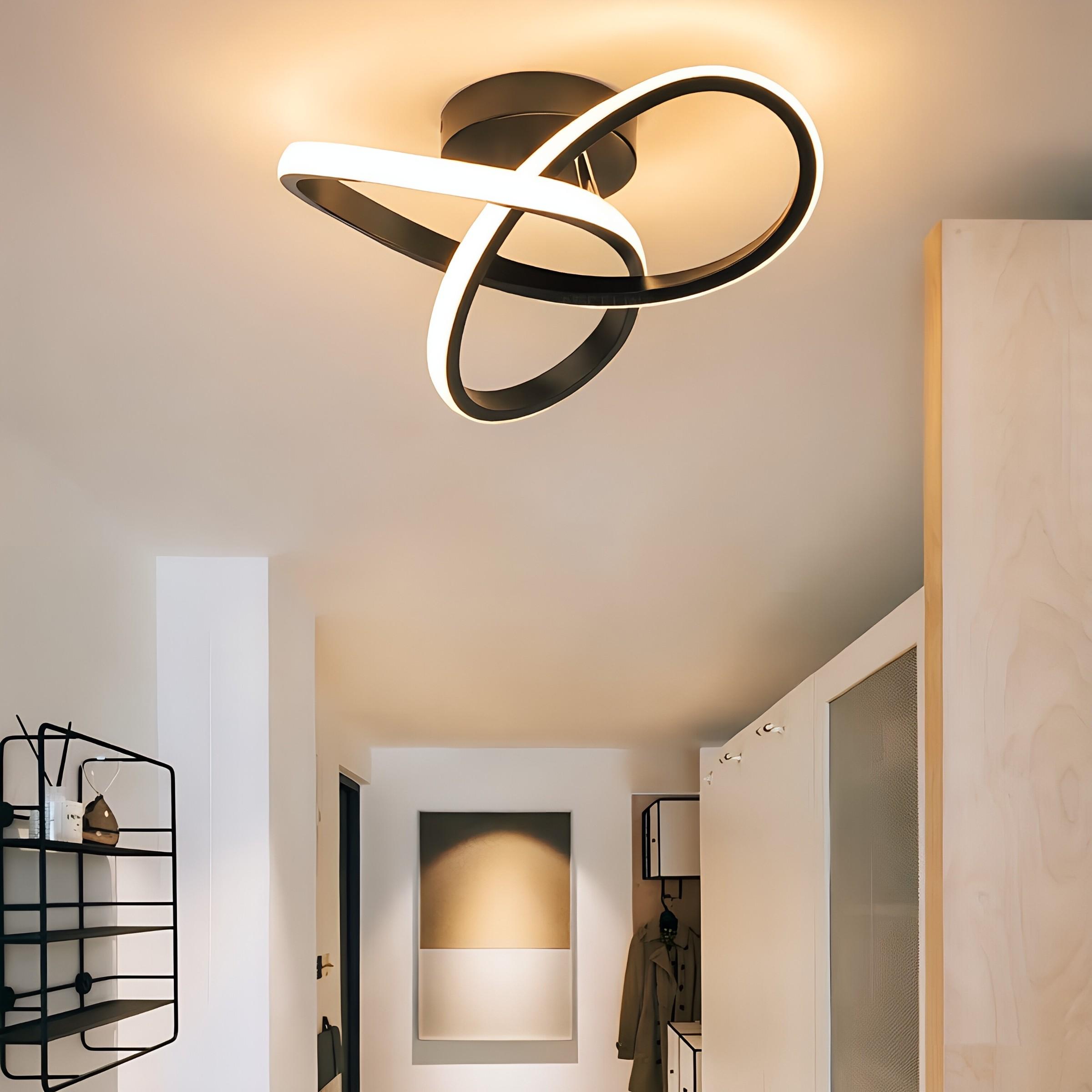 LED Ceiling Light, White-Black-Gold / Warm Light Ceiling Light - Hardwired Drilled Installation, Suitable for Bedroom, Hallway, Entryway, Study, Minimalist Indoor Home Lighting Ceiling Light