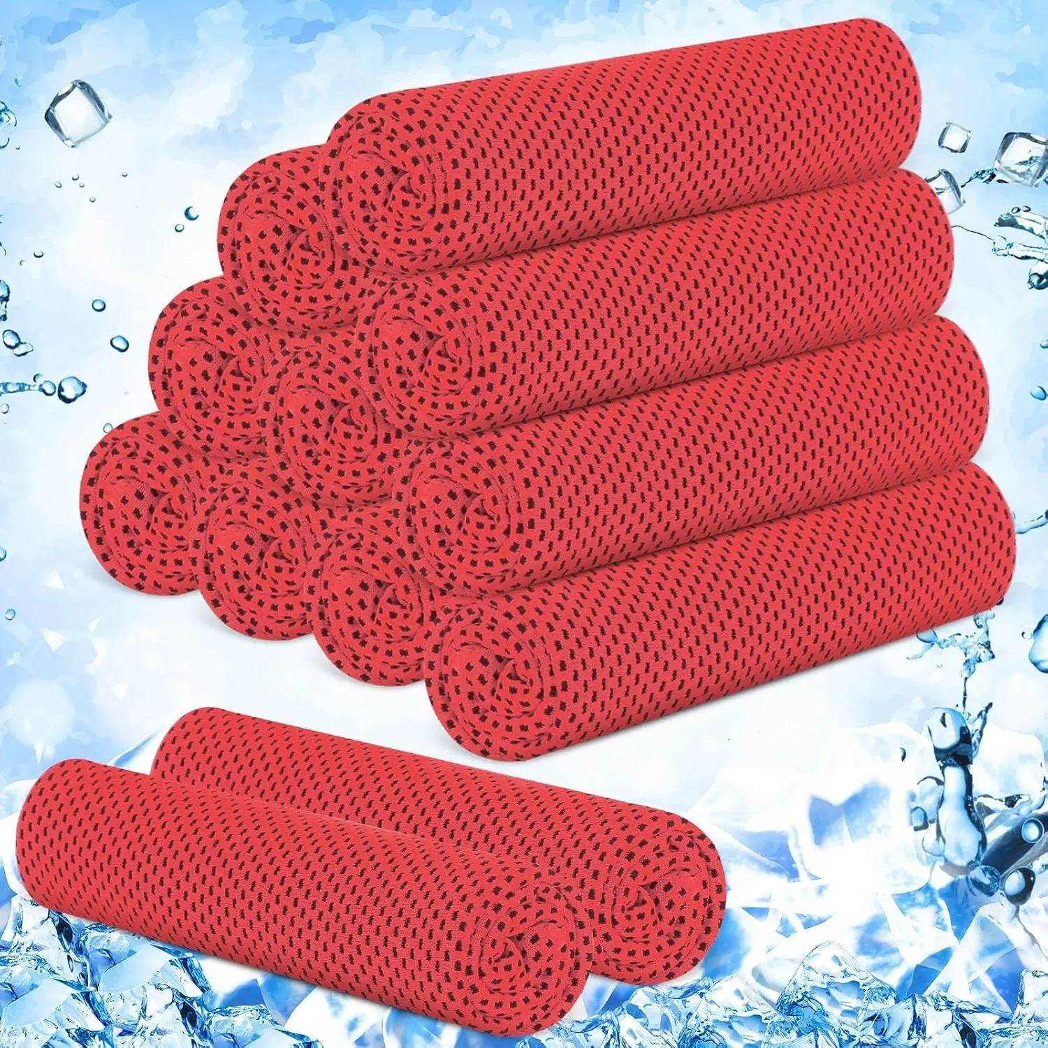 12 Pieces Cooling Towels, 40 x 12 Inch Ice Cool Towel for Neck and Face Microfiber Soft Breathable Chilly Rags for Yoga, Sports, Golf, Gym, Running, Workout(Red)