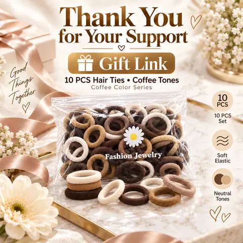 10PCS Soft Elastic Grateful Theme Ponytail Holders, Coffee Brown Beige Neutral Hair Accessory Gift for Everyday Leisure & Outdoor Styling
