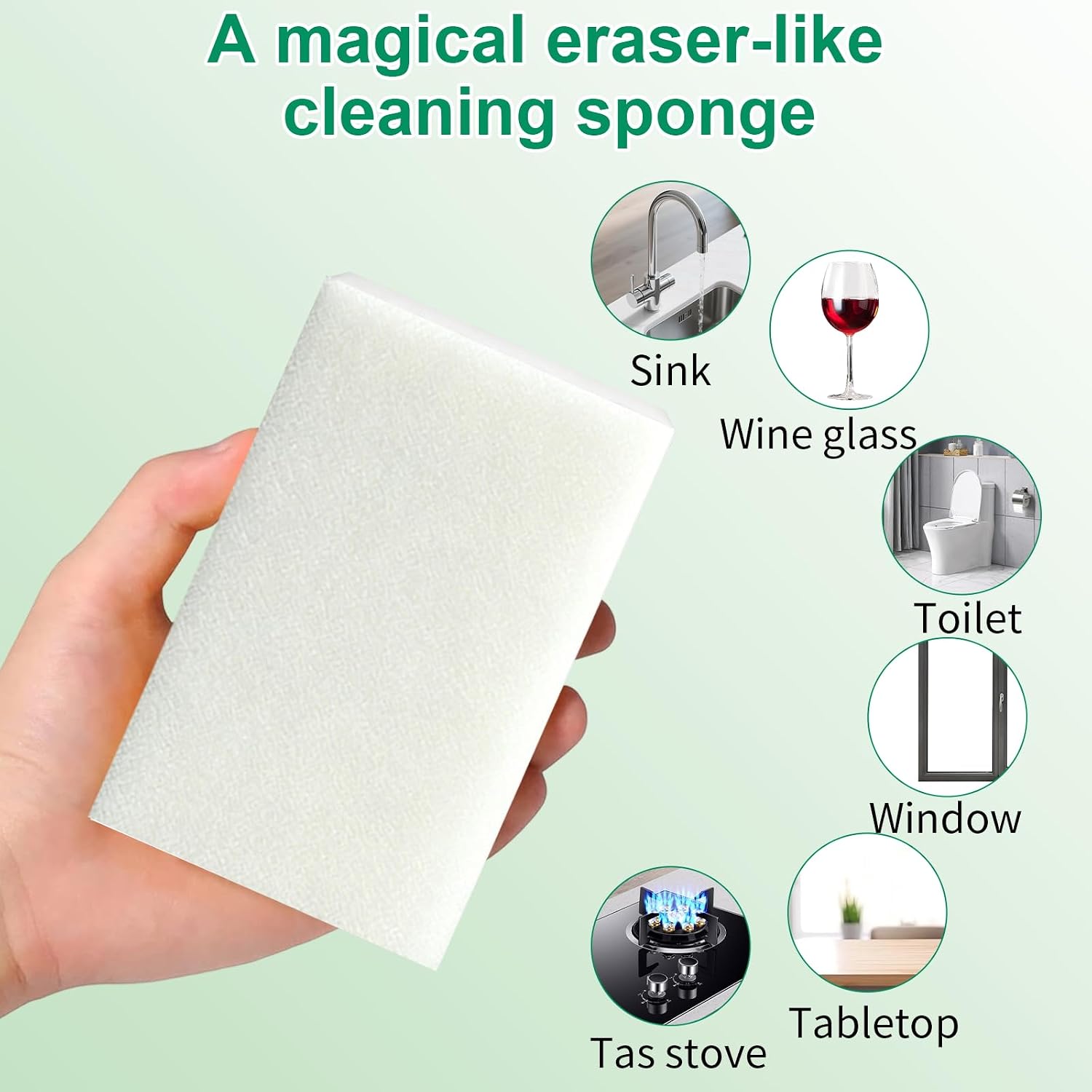 Multi-Functional  Cleaning Sponge, Wall Cleaning Sponge, Magic Eraser Sponge, 2.5 Times Stronger Cleaning Power, Suitable for  Household Surfaces, Bathroom, Walls, Shoes, 100x60x20mm,50PCS