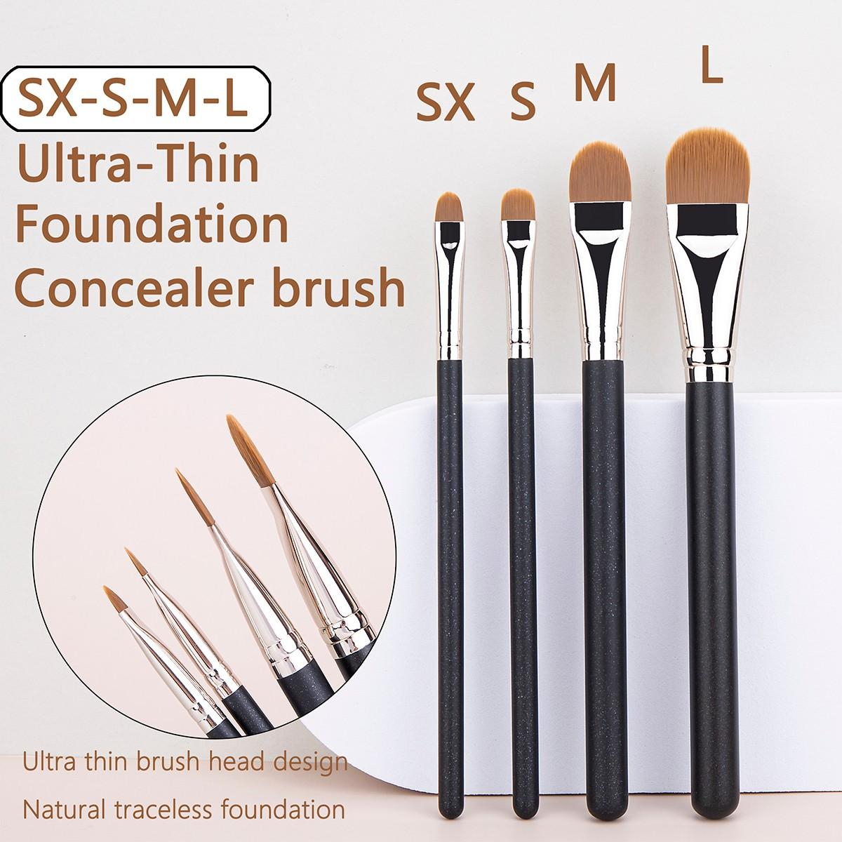 4pcs Ultra-Thin Foundation Concealer Makeup Brush, Professional Liquid Foundation Cream Tool, Precision Application for Flawless Finish
