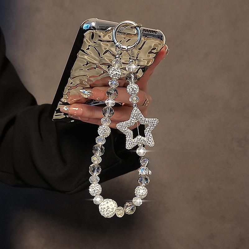 Luxury High-end Starburst Rhinestone Beaded Handheld Chain Wrist Short Lanyard Phone Case Bag Accessories Phone Charm Phone Wrist Strap Phone Chains Phone Accessory