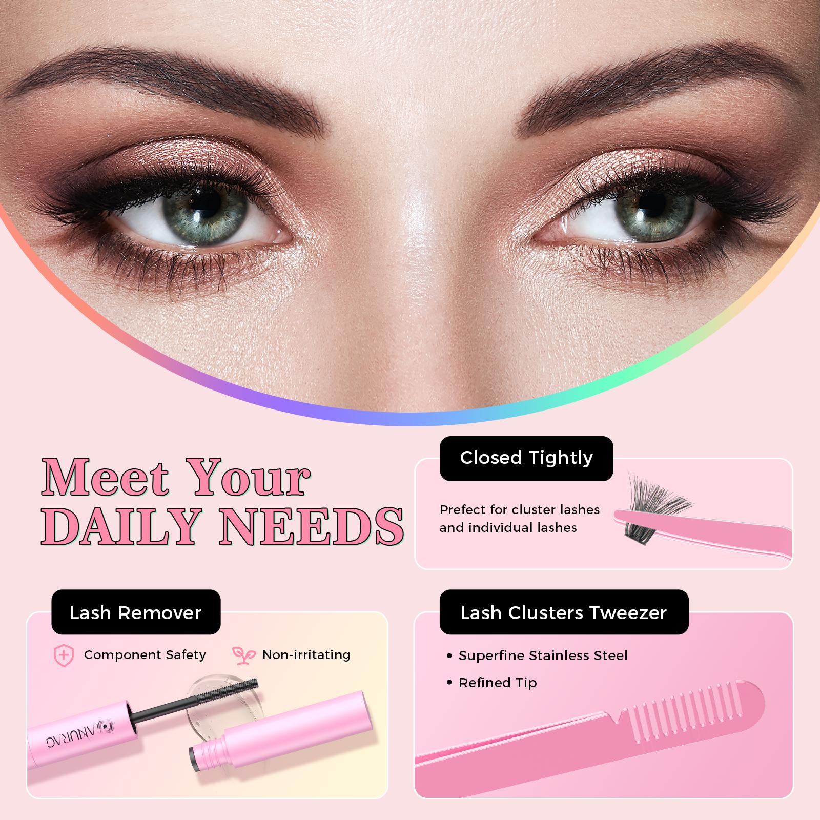 DIY Eyelash Extension Kit 240 Eyelash Kits Eyelash String D Curl 9-17mm 30-40D Individual Eyelashes with Eyelash Bonding and Sealing and Removal Eyelash Applicator Can be used at home DIY Eyelash Extensions，Christmas gifts, New Year gifts, Black Friday