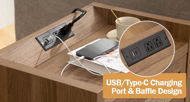 SICOTAS Night Stand Set of 2 - Rattan Nightstands with Type-C Charging Station & Rattan Drawer - 15.4" x 23.6" x 22.1" Boho Bed Side End Table for Small Apartment Living Room Bedroom, Sturdy and Durable SICOTAS Night Stand Set of 2 - Rattan Nightstands with Type-C Charging Station & Rattan Drawer - 15.4" x 23.6" x 22.1" Boho Bed Side End Table for Small Apartment Living Room Bedroom, Sturdy and Durable