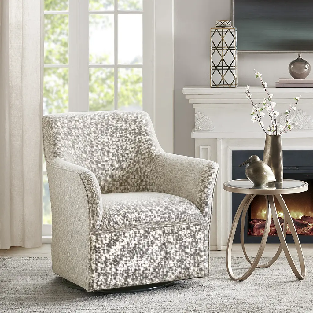 ARCH Swivel Glider Chair for Nursery Living Room, 360 Degree Rotating Comfortable Lounge Chair with Padded Seat, Upholstered Accent Armchair for Reading, Nursing, Relaxing, Indoor Use, Single Seater, Dining Room Chairs for Kitchen, Dining Room