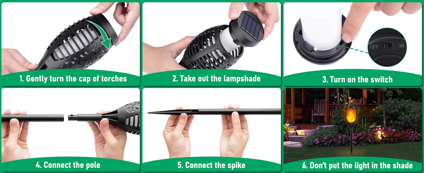 Upgraded Larger Solar Torch Lights, Waterproof Outdoor Dancing Flames Light, Flickering Flames Garden Lights, Landscape Decoration Pathway Patio Lights