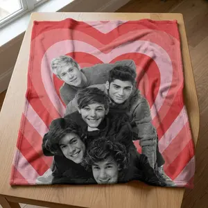 One Direction Premium Flannel Throw Blanket, All-Season Luxurious Design with Accents, Ideal for Home & Office Use