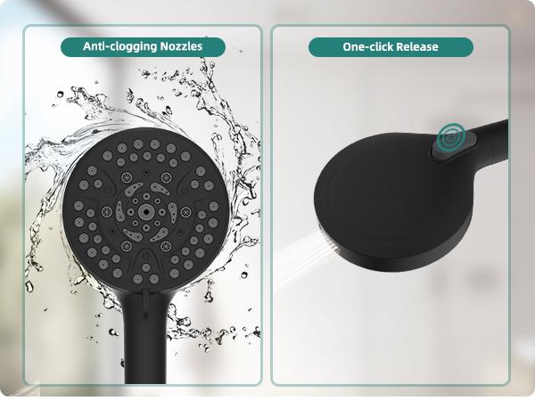 Rain Shower Head with Handheld Head High Pressure 10" Rainfall Showerhead + 7-Spray Handheld Showerhead Combo, 11" Shower Extension Arm, 71" Hose, 3 Settings Diverter, Matteblack