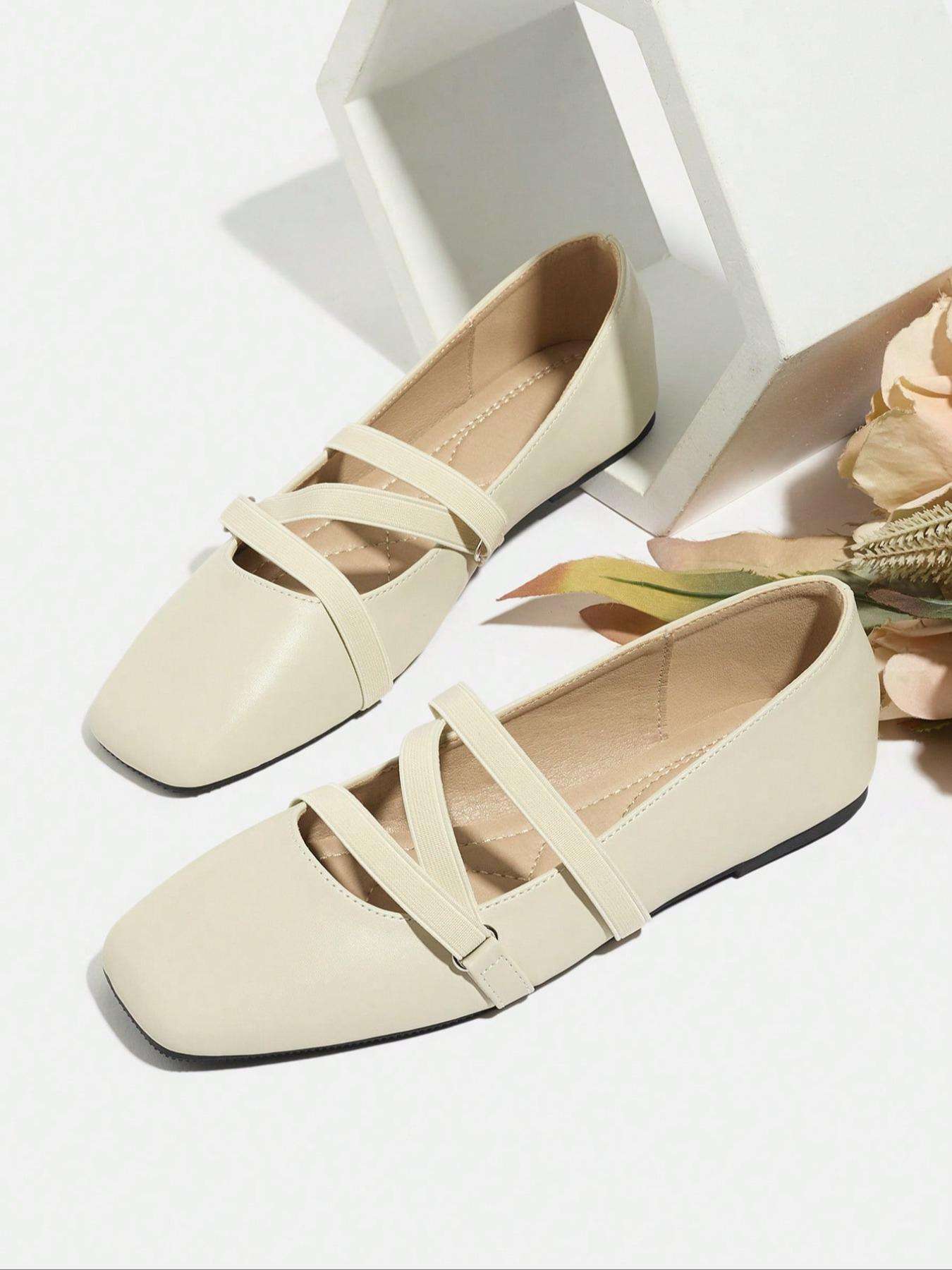 Women's Easy Slip-On Casual Trendy Flat Shoes, Wine PU Leather Square Toe Casual Ballet Flats, All Season Comfortable Wear-Resistant Design