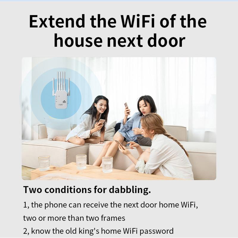 6-Antenna WiFi Extender 2025, 1200Mbps Dual Band Booster, Covers 12,000 sq. ft & 100 Devices, Repeater with Ethernet Port for Home, Office Use