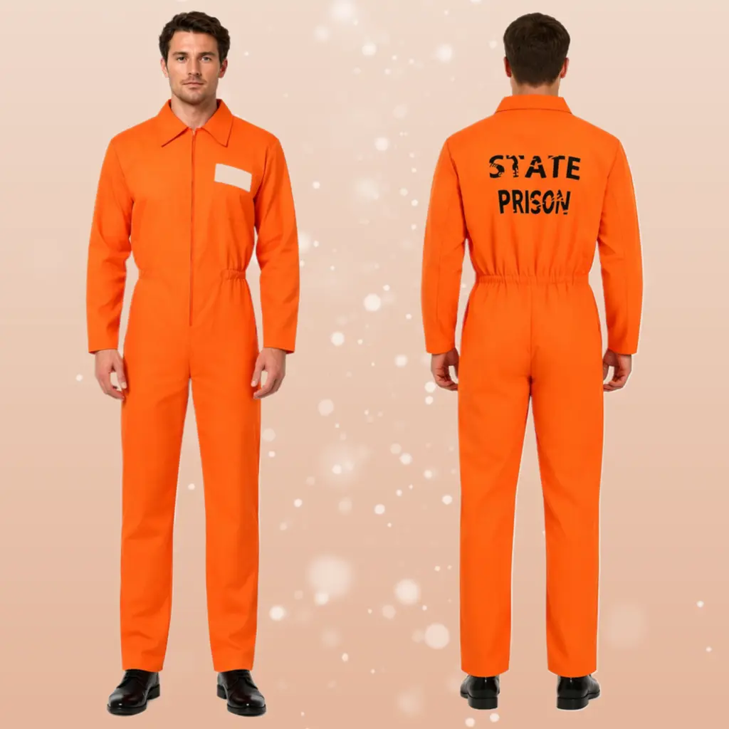 Halloween Adult Cosplay Orange Prisoner Uniform European‑American Prison Style Costume for Masquerade Role Performance