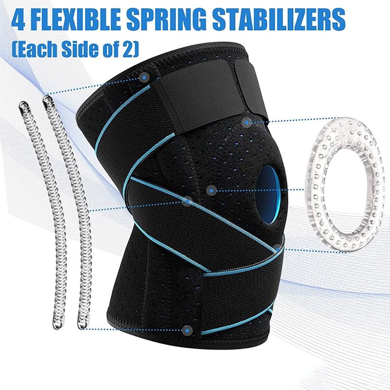 Adjustable Knee Support with Side Stabilizer, Knee Brace for Running and Sports, One Piece Knee Protector for Stability, Protective Sleeve