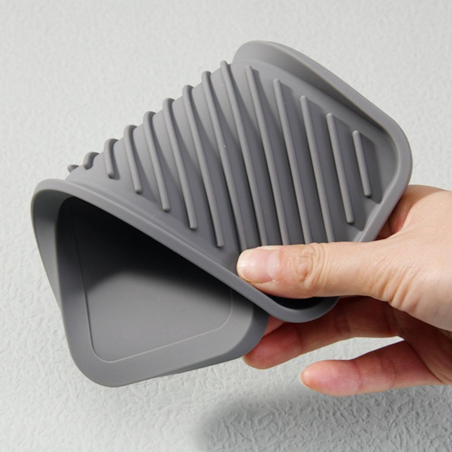 Homedailyess Silicone Bathroom Tray, 9x3.5 Inches, Soap Dish Included, Ideal for Bathrooms, Dressing Tables, Kitchen Sinks, Sponge Storage