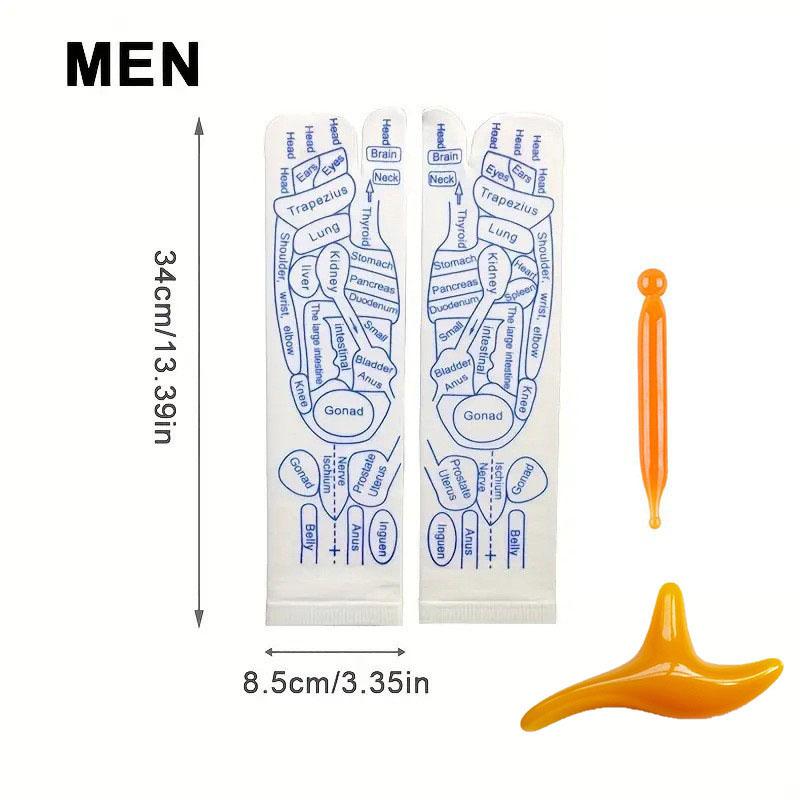 2-Piece Acupressure Foot Socks & Massage Stick Set: Foot Massage Socks with Acupressure Points Guide | Foot Reflexology Socks for Stress & Fatigue Relief