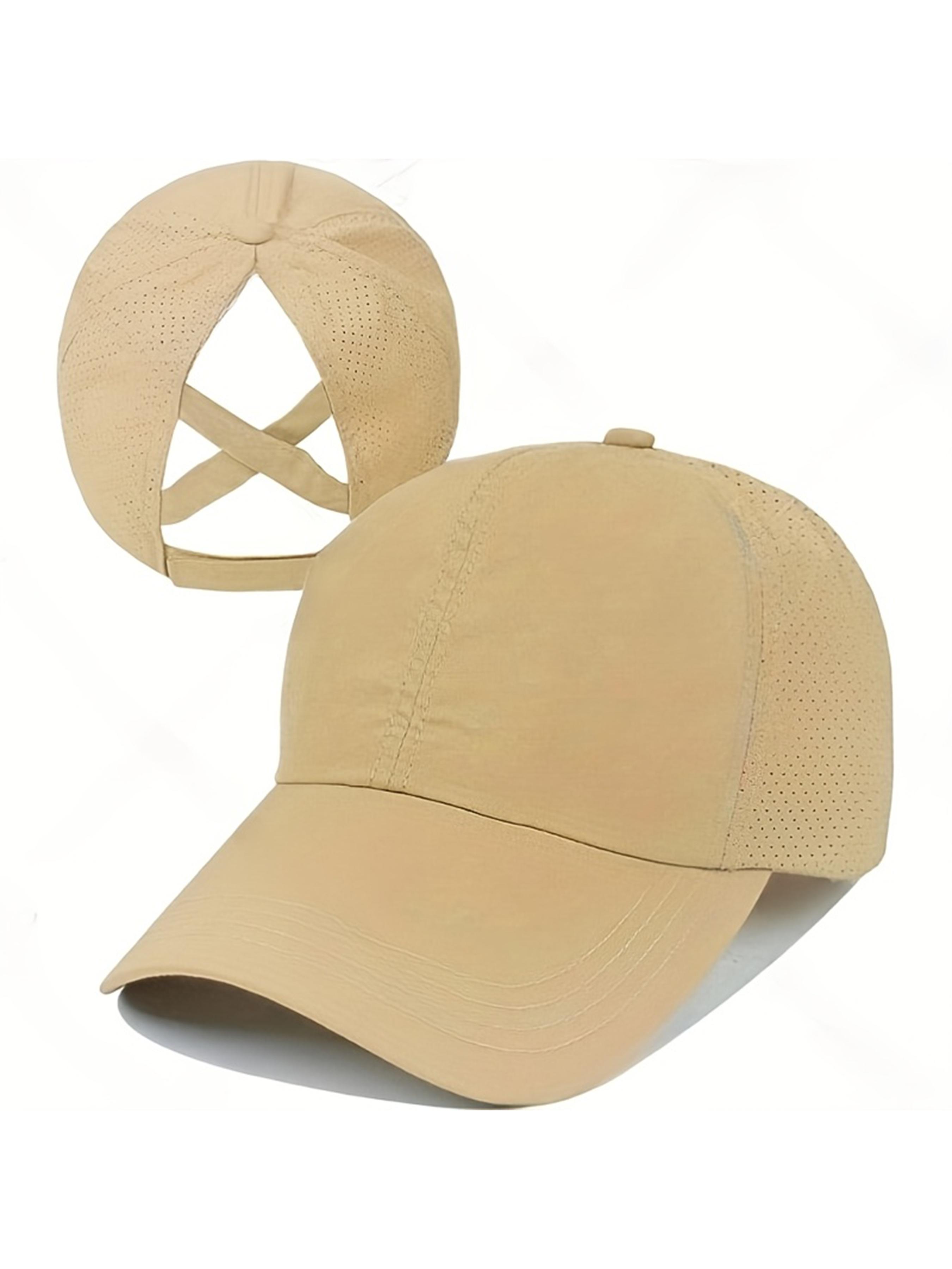 1pcs Quick-Dry Solid Color Baseball Cap, Adjustable Ponytail Holder, Essential Outdoor Fitness Sports Hat, Casual Fitted Style, Adjustable Snapback Cap