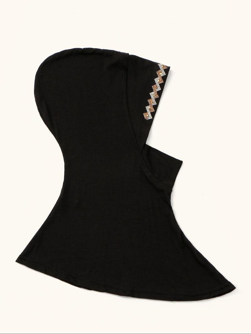 Women's Plain Rhinestone Hijab Cap, Modest Hijab, Lazy Headscarf Wrap, Soft Windproof, Ideal for Daily Prayer and Outdoor Use