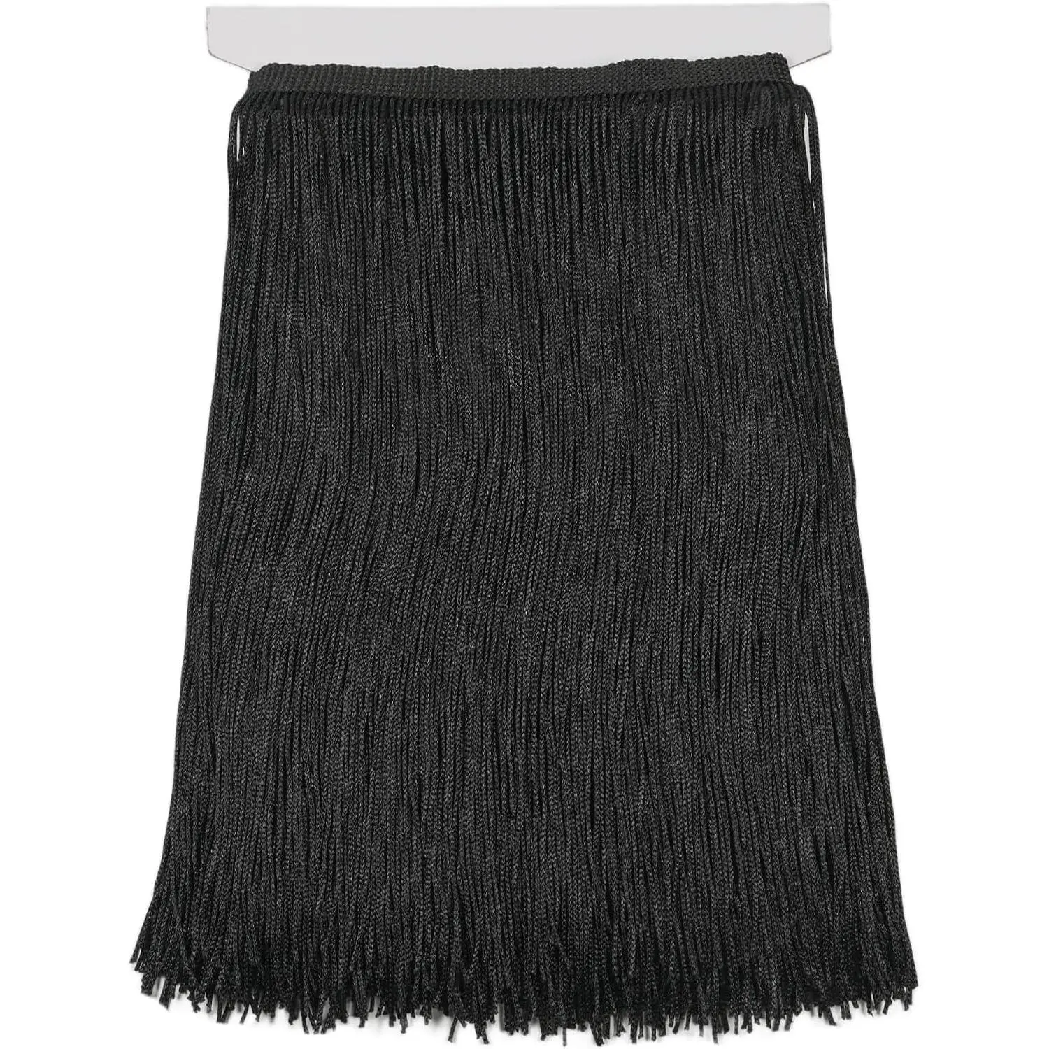 5 Yards Sewing Fringe Trim Tassel Sewing Trim Lace Polyester Fibre Tassel for Clothes Accessories Latin Wedding Dress and DIY Lamp Shade Decoration (Black, 12 Inches Wide)