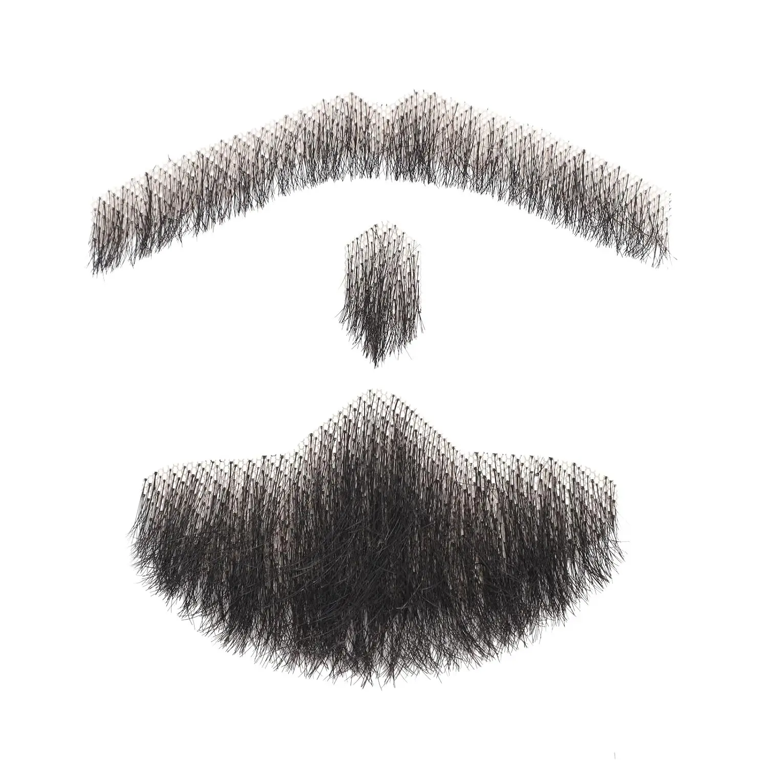 Fake Mustache and Beard, Easy Applying Hand Tied Human Hair Beard, Comfortable and Skin Friendly Realistic Lace Costume Facial Hair for Men Theatrical, Cosplay, Drama, Party (SD Beard Black)