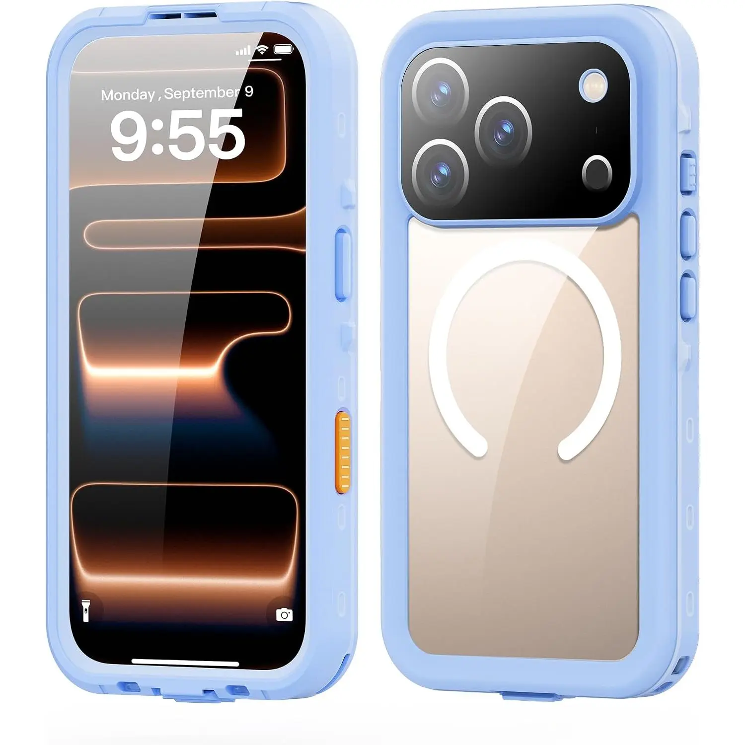 Compatible with iPhone 17 Pro Max / iPhone 18 Pro Max Case, Fully Waterproof, Magsafe Compatible, Comes with Strap, Clear, Transparent, Full Cover, Durable, Shockproof, Double-Sided Case, LCD Screen