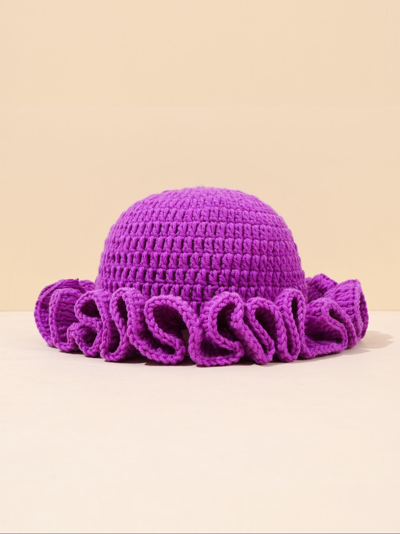 Women's Solid Color Ruffle Knitted Hat, 13 Colors Available, Compact & Exquisite Design, Perfect for Vacations & Gifts