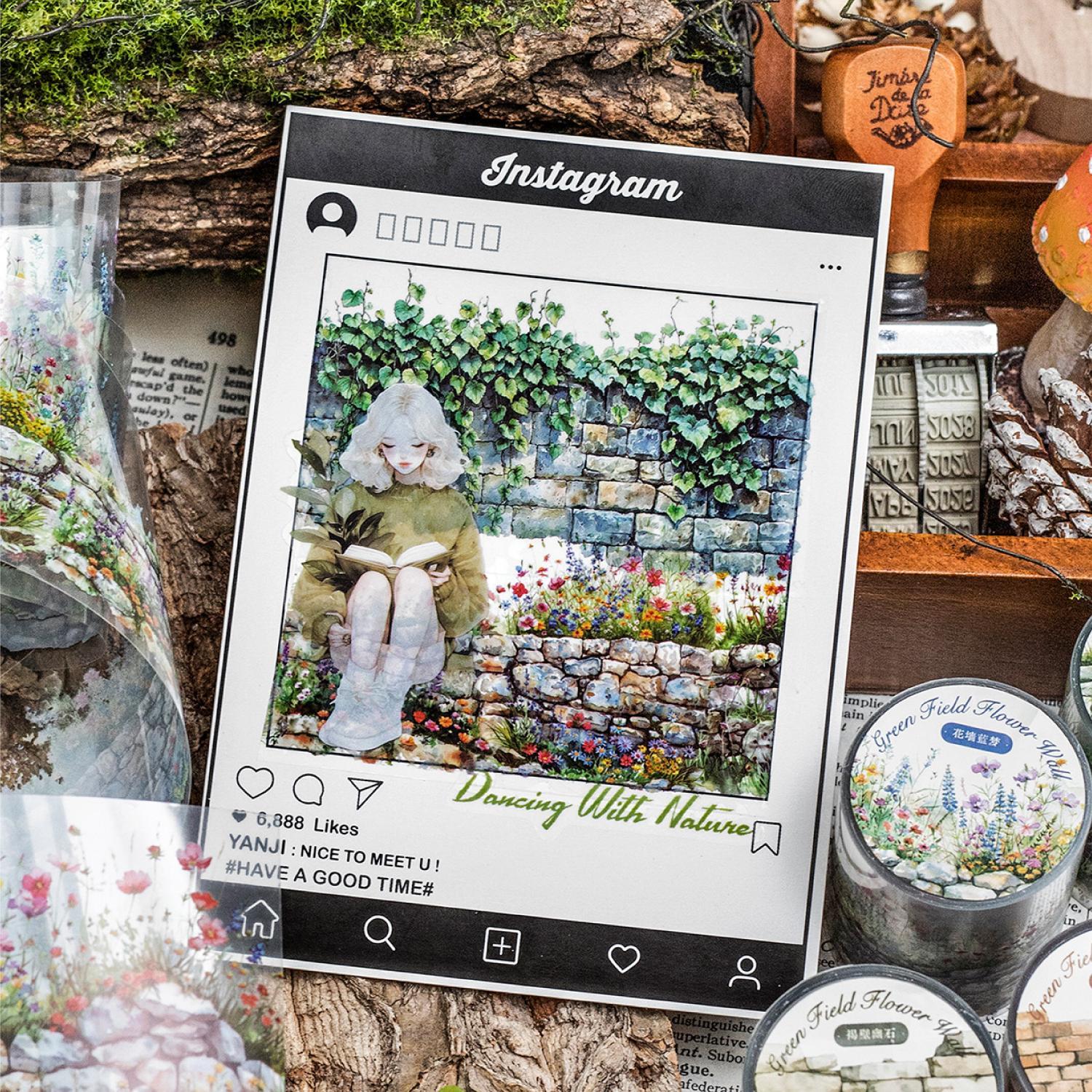 DIY Decorative Pet Tape Stickers, Wall Theme Decoration, Scrapbooking Album Supplies, Creative Craft Accessories, DIY Decal Film for Home & Office Use, Floral Pattern Sticker