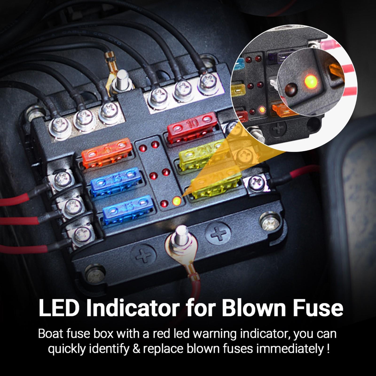6 Way 12 Way Car LED Blade Fuse Box Seat 12V 24v Automotive Distribution Relay, Durable Vehicle Electrical Accessory, Universal Fit