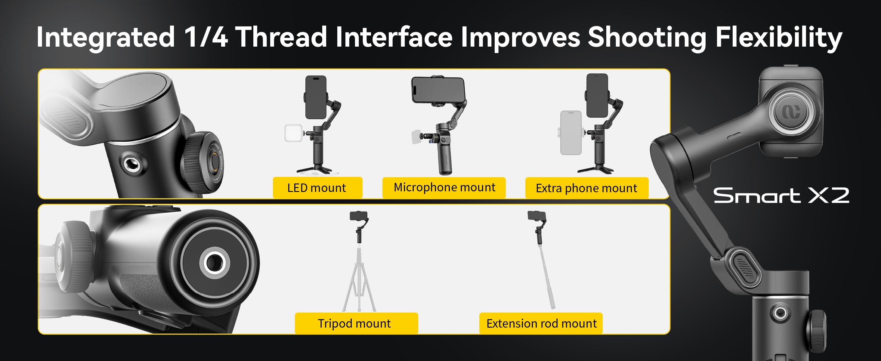 AOCHUAN Gimbal Stabilizer for iPhone, 3-Axis Smartphone Gimbal Built in 7.8' Extension Rod, Portable Gimbal Stabilizer w/OLED Display for iPhone/Android, Perfect for TikTok YouTube Vlogging-Smart X2 Black