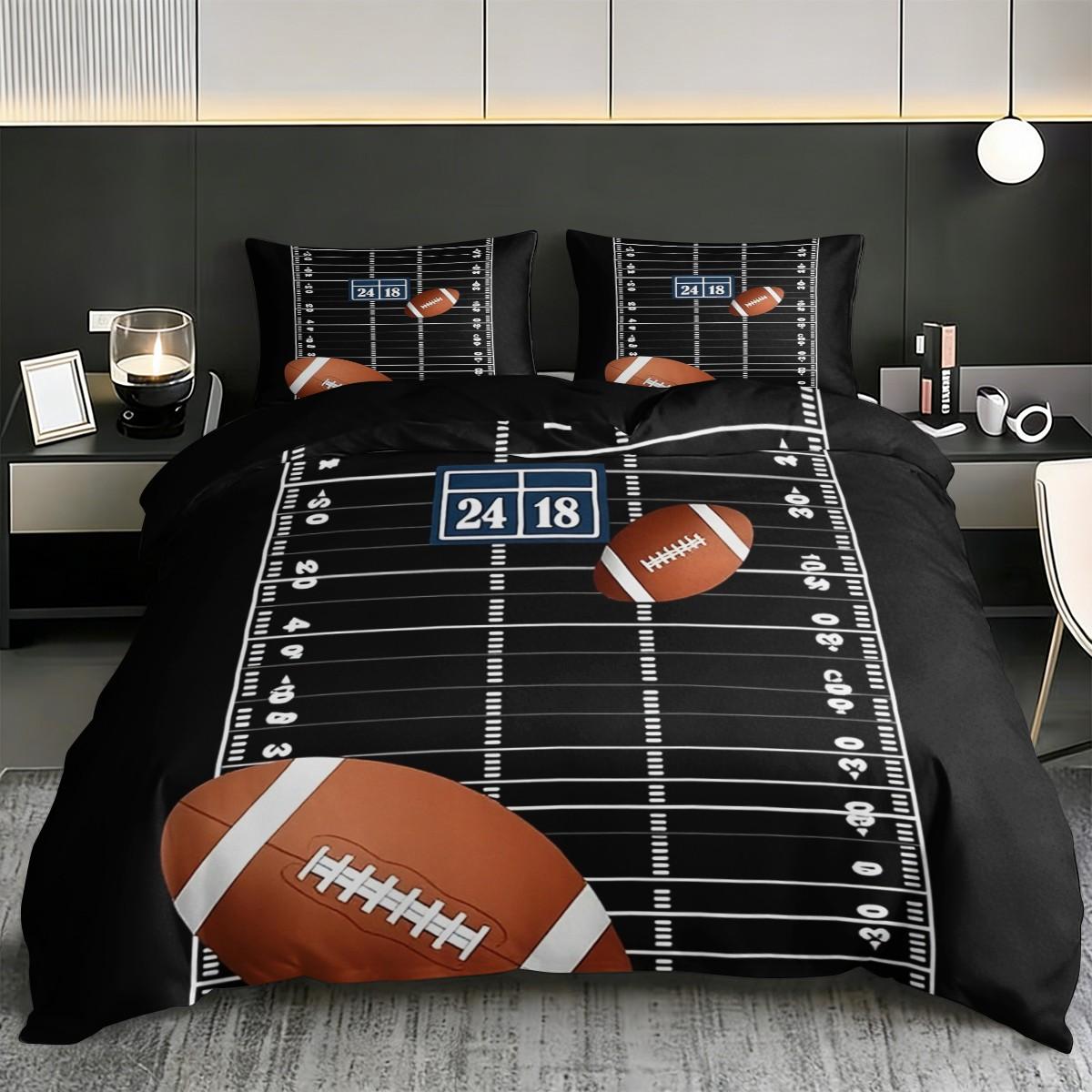 3-piece rugby patterned printed Decorative Duvet Cover - soft and comfortable, suitable for bedroom, guest room, and dormitory decoration bedding. 3-piece set (1 duvet cover+2 pillowcases without core)