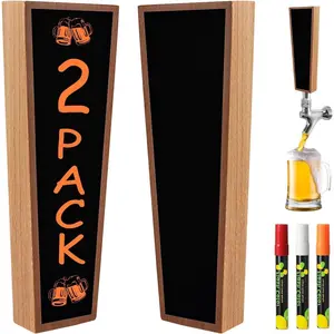 Wooden Beer Tap Handles Keg Handle Chalkboard Beer Tap Handles for Kegerator, Keg Tap Handles & Markers - Nice Gift for Homebrewers, Bars, Restaurants & Weddings - Pack of 2