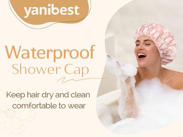 Yanibest Luxury Satin Shower Cap for Women - Waterproof Extra Large Double Layer Reusable Adjustable for Braids Long Hair Bathroom Accessory Green TikTokShopBlackFriday
